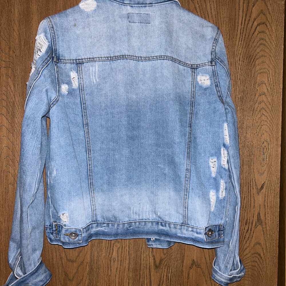 Distressed Light Blue Denim Jacket - Picture 2 of 3
